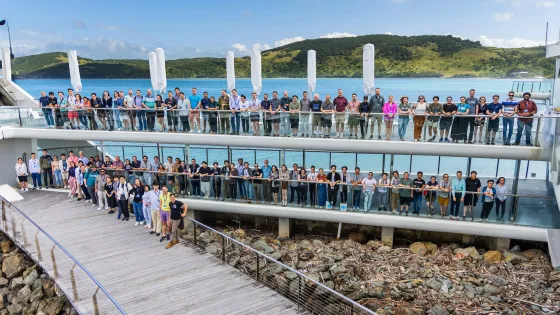 Group of people standing on a deck